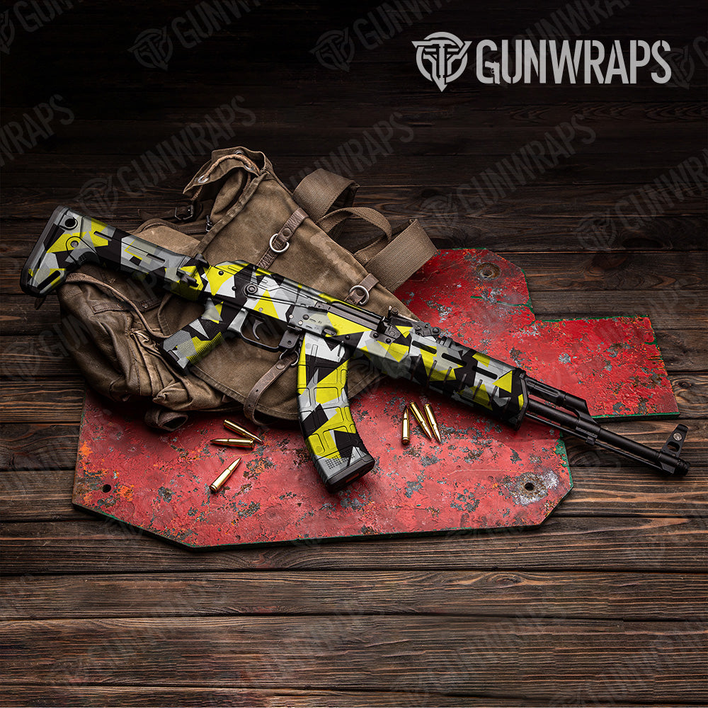 Shattered Yellow Tiger Camo AK 47 Gun Skin Vinyl Wrap