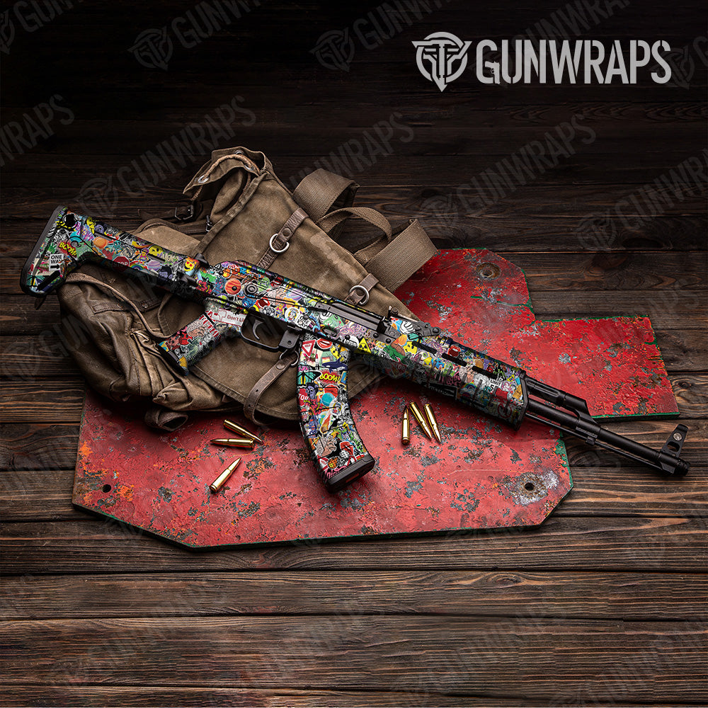 Stickerbomb Color AK 47 Gun Skin Vinyl Wrap
