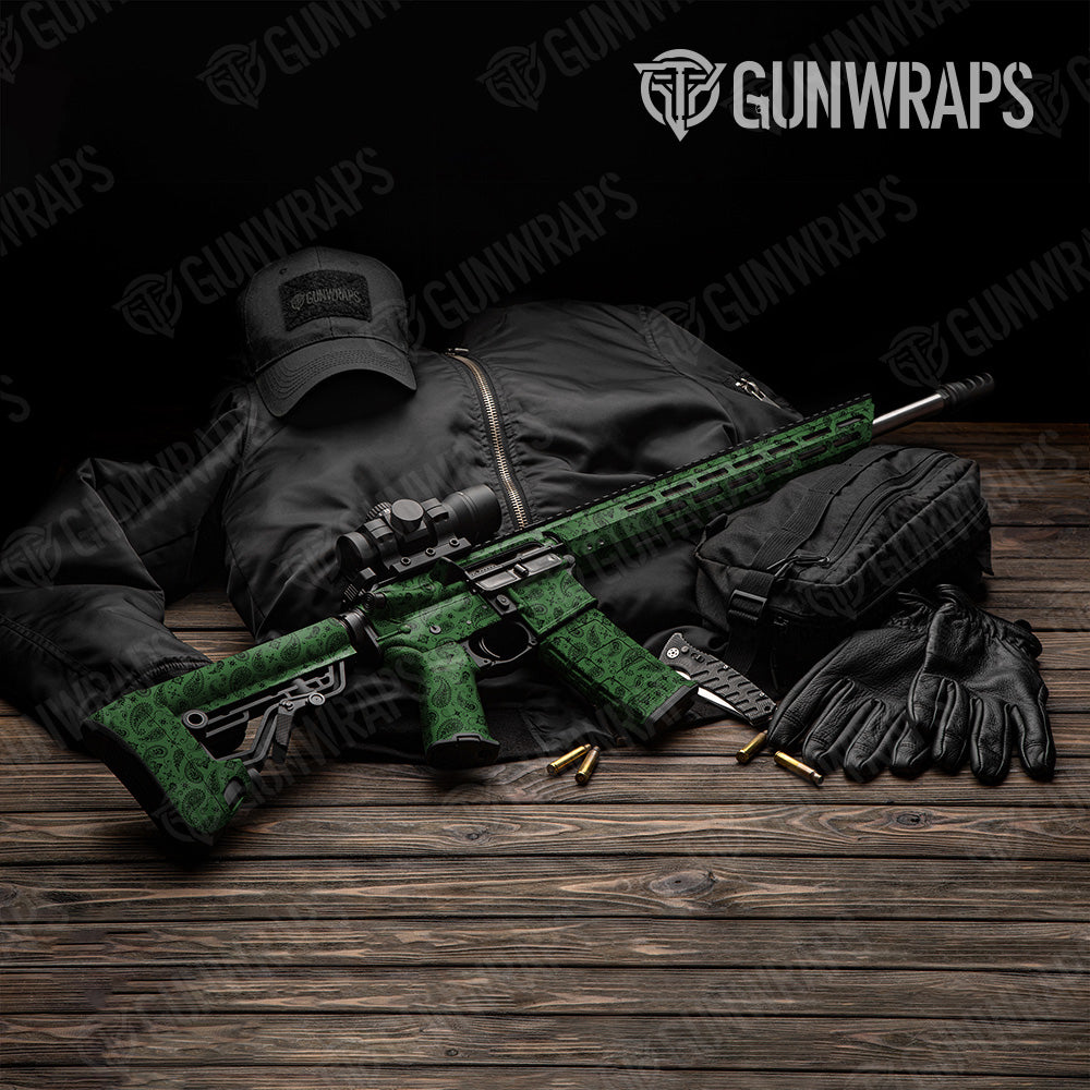 Bandana Green Black AR 15 Gun Skin Vinyl Wrap