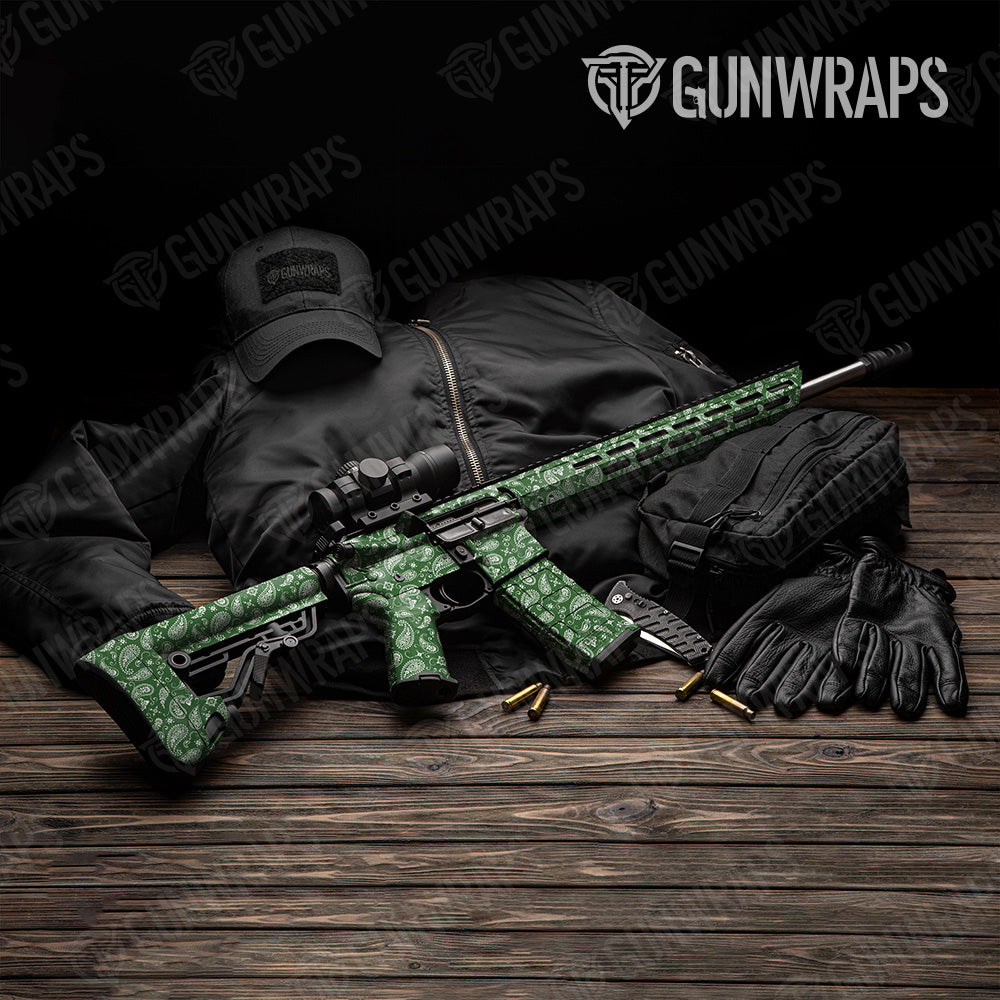 Bandana Green White AR 15 Gun Skin Vinyl Wrap