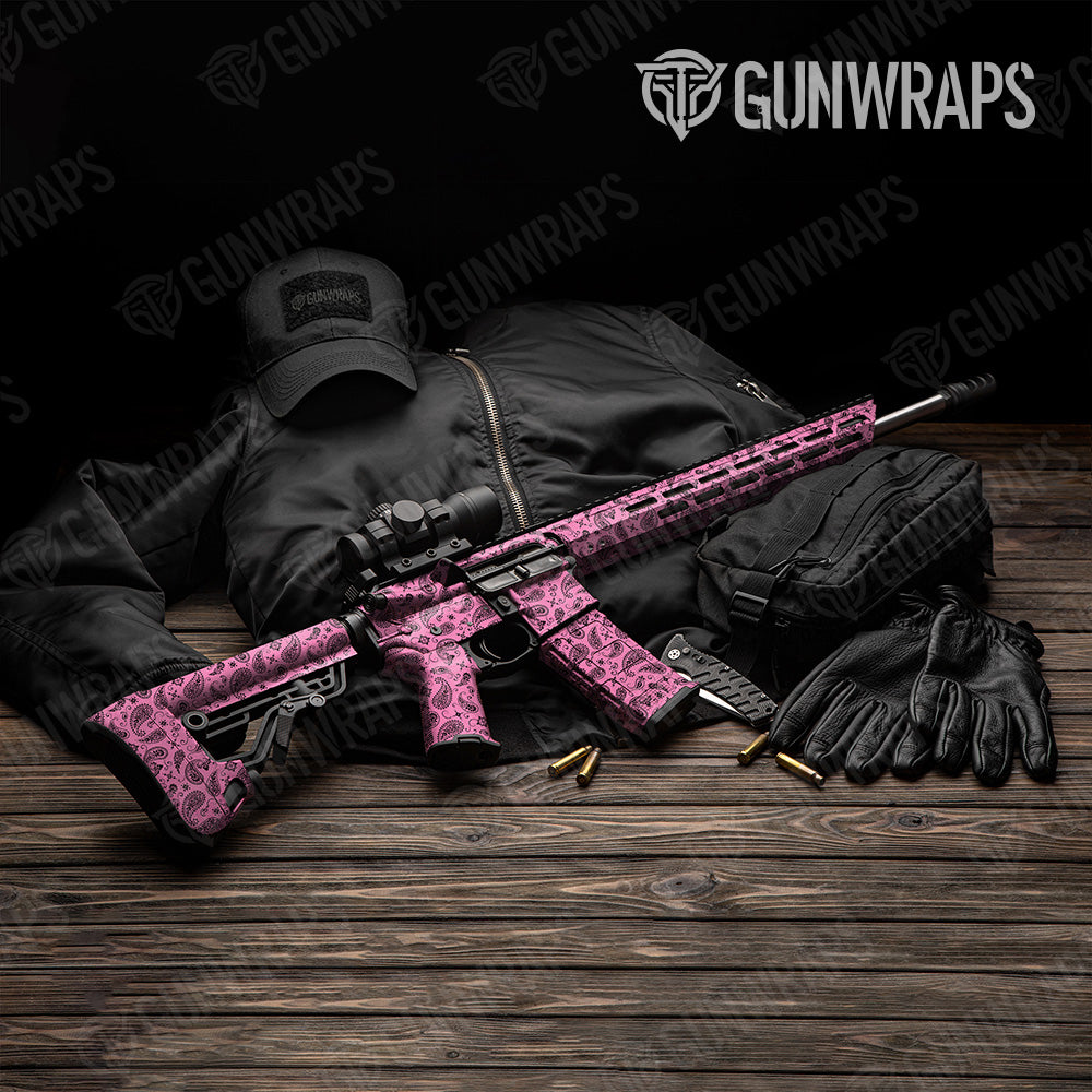 Bandana Pink Black AR 15 Gun Skin Vinyl Wrap