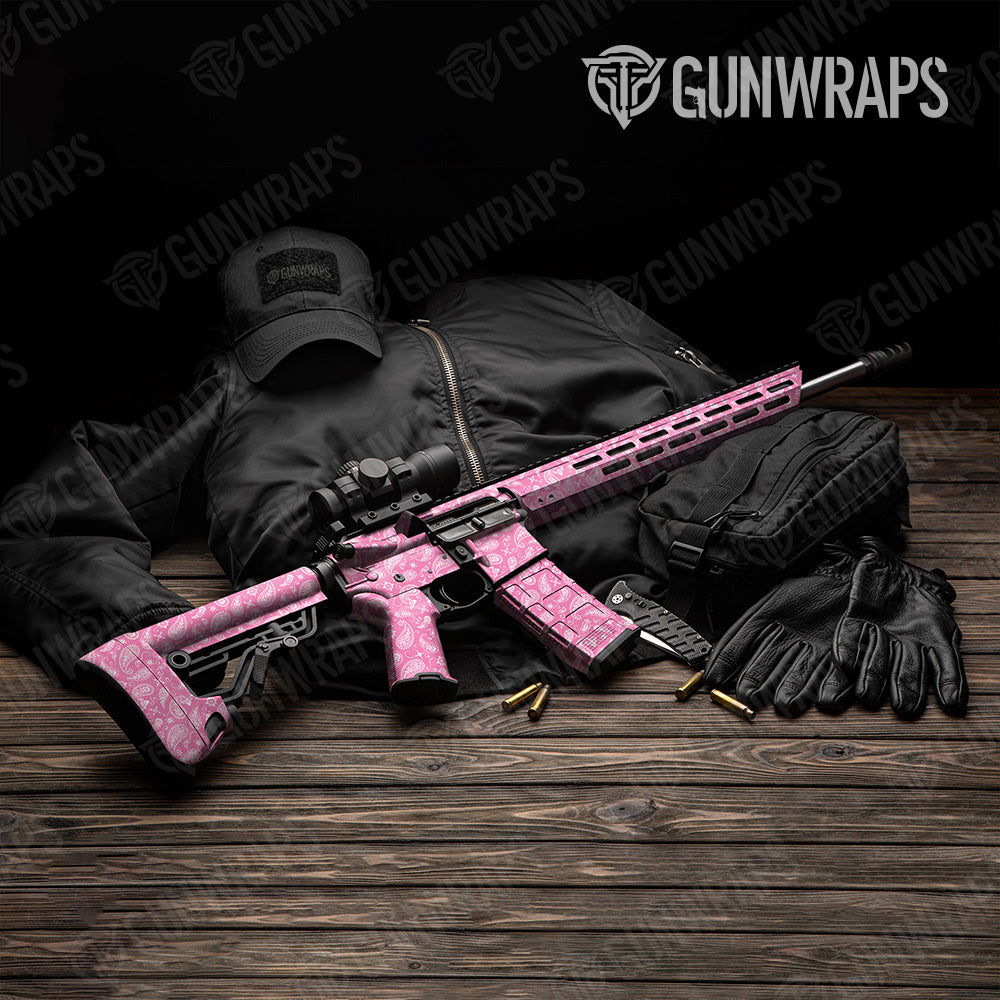 Bandana Pink White AR 15 Gun Skin Vinyl Wrap