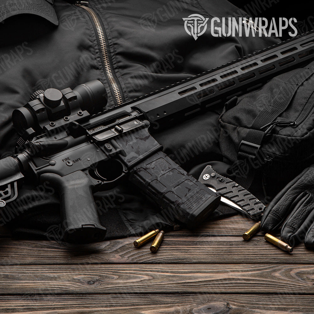 Battle Storm Elite Black Camo AR 15 Mag & Mag Well Gun Skin Vinyl Wrap