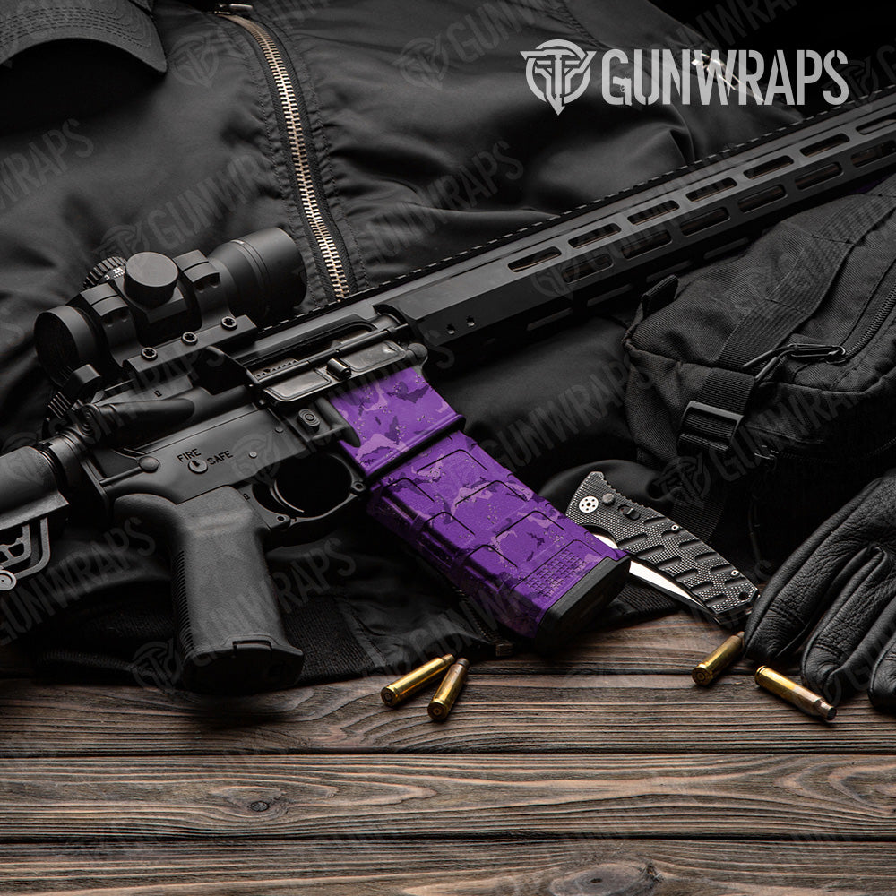 Battle Storm Elite Purple Camo AR 15 Mag & Mag Well Gun Skin Vinyl Wrap