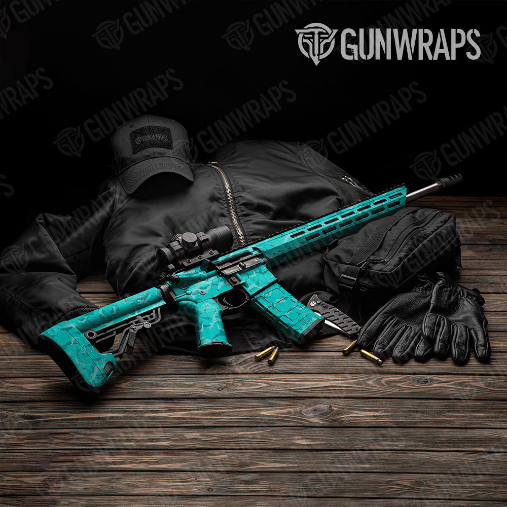 Battle Storm Elite Tiffany Blue Camo AR 15 Gun Skin Vinyl Wrap