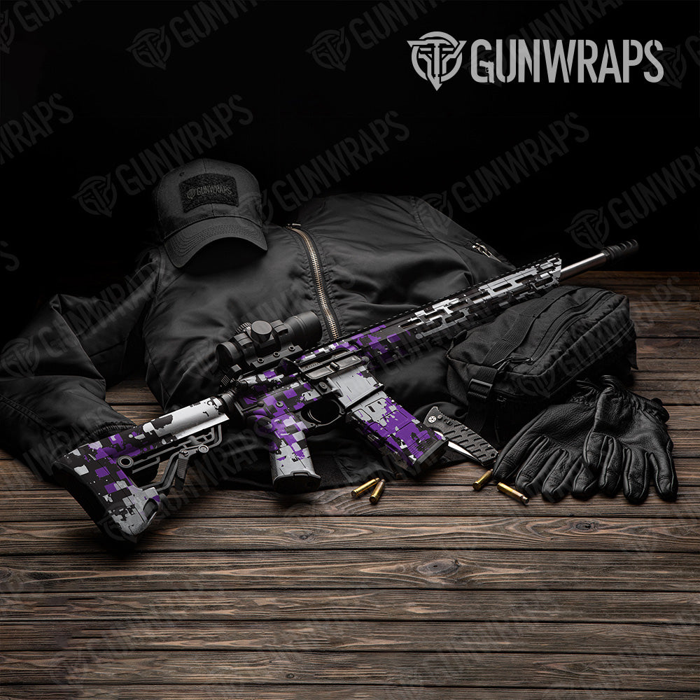 Broken Plaid Purple Camo AR 15 Gun Skin Vinyl Wrap