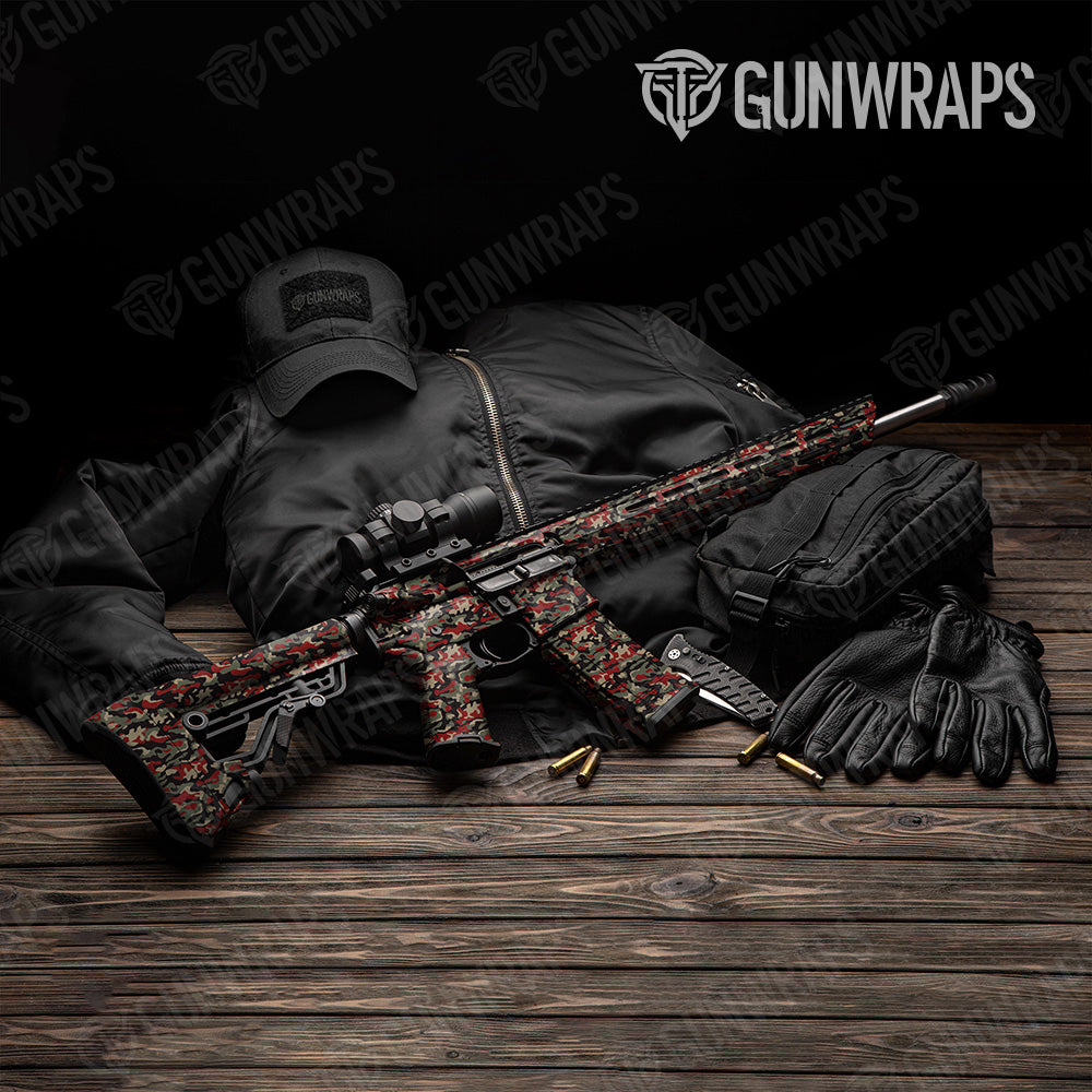 Classic Militant Red Camo AR 15 Gun Skin Vinyl Wrap