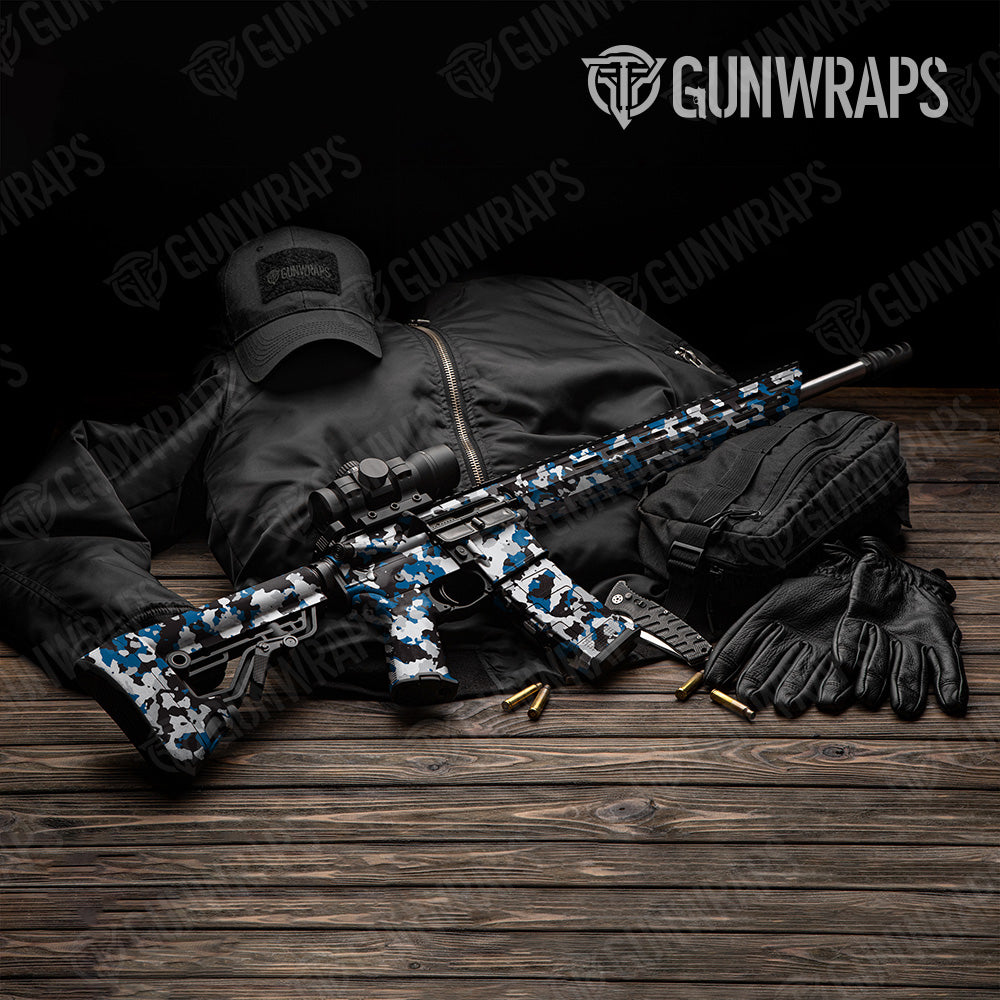 Cumulus Blue Tiger Camo AR 15 Gun Skin Vinyl Wrap