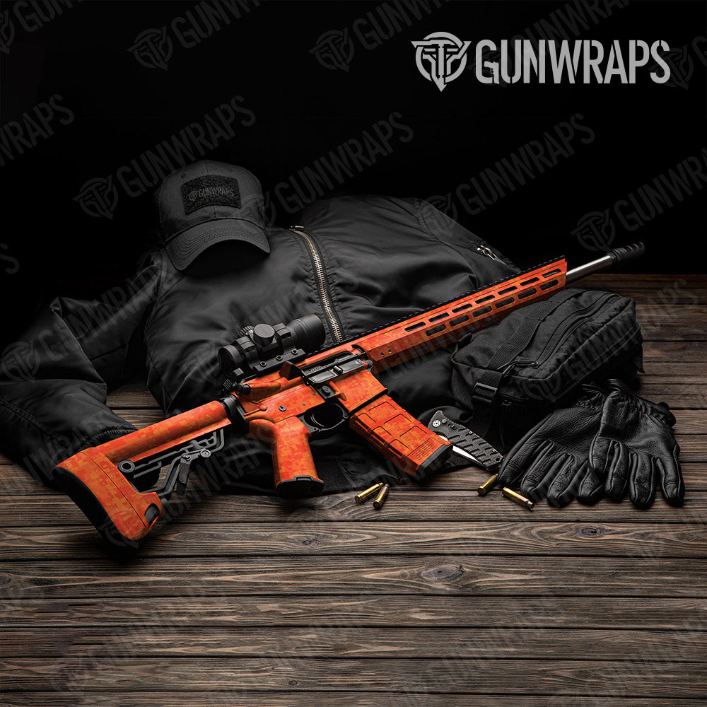 Digital Elite Orange Camo AR 15 Gun Skin Vinyl Wrap