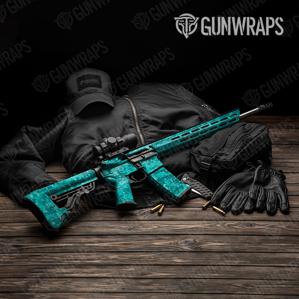 Digital Elite Tiffany Blue Camo AR 15 Gun Skin Vinyl Wrap