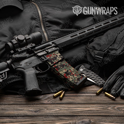Red AR-15 Mag & Well Gun Skin Vinyl Wraps