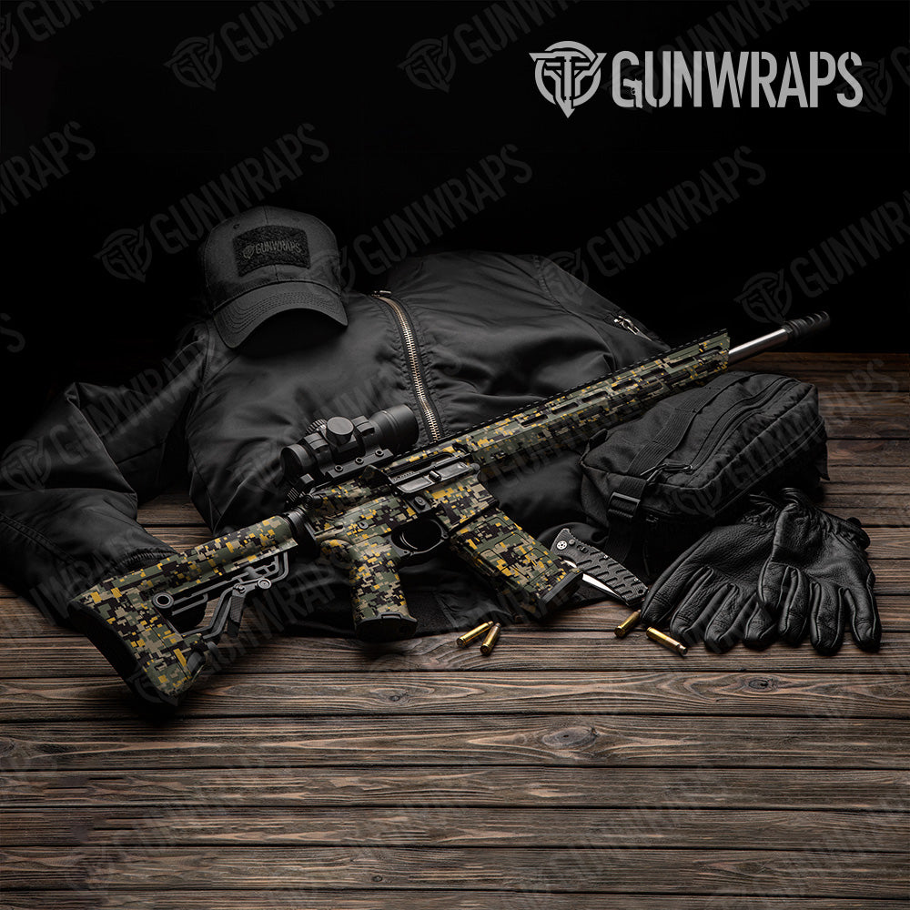 Digital Militant Yellow Camo AR 15 Gun Skin Vinyl Wrap