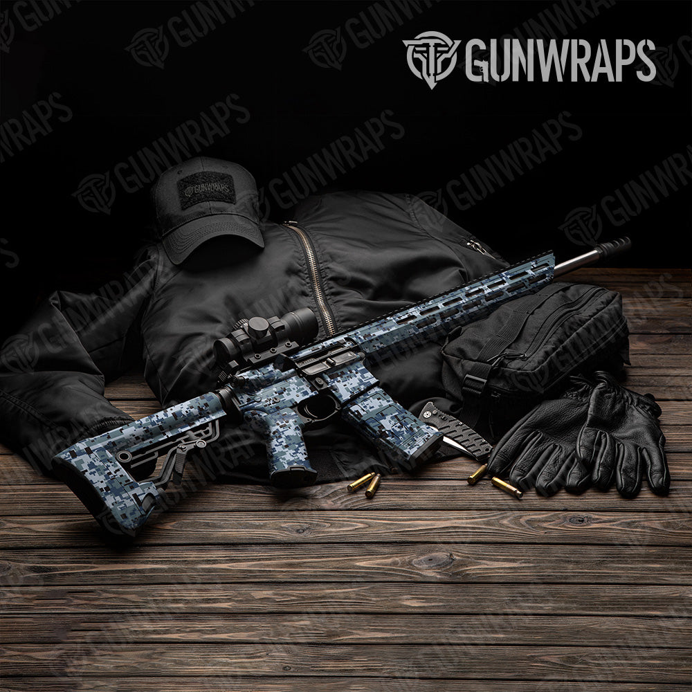 Digital Navy Camo AR 15 Gun Skin Vinyl Wrap