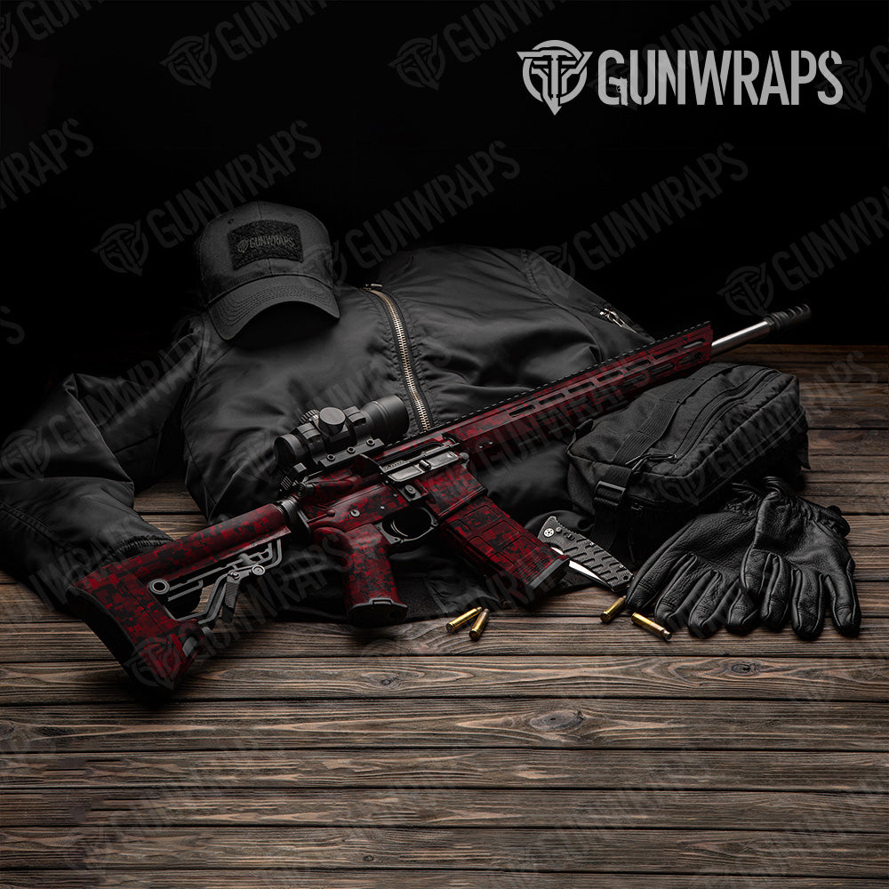 Digital Vampire Red Camo AR 15 Gun Skin Vinyl Wrap