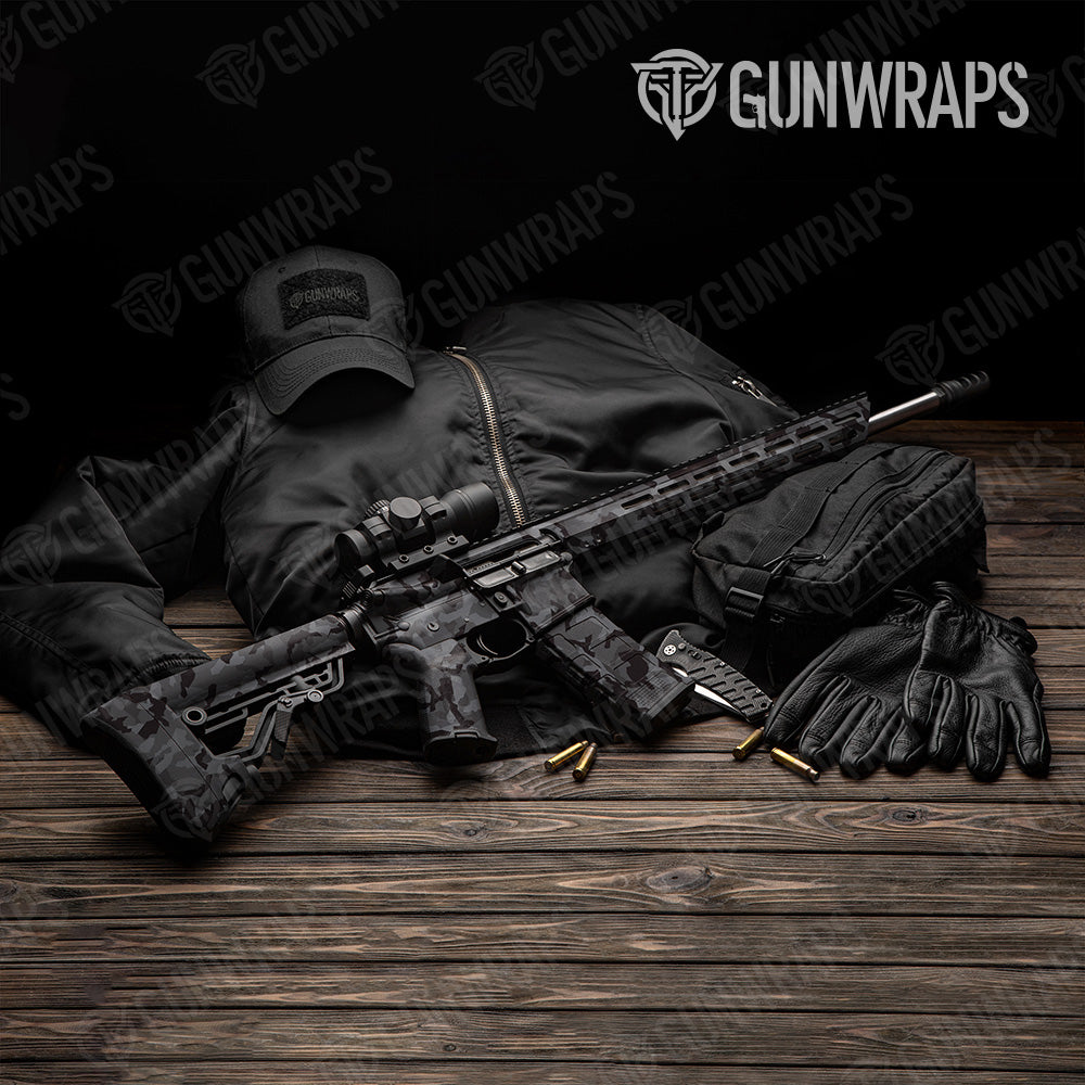 Erratic Elite Black Camo AR 15 Gun Skin Vinyl Wrap
