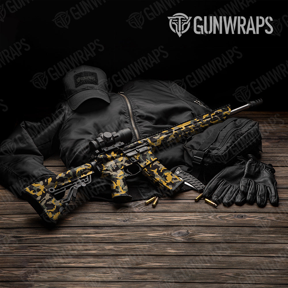 Erratic Militant Yellow Camo AR 15 Gun Skin Vinyl Wrap