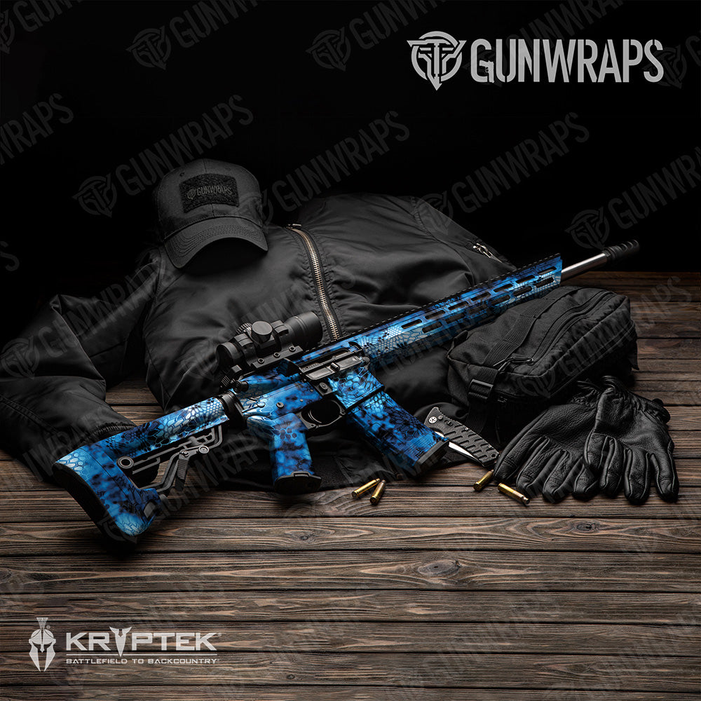AR 15 Kryptek Blue Lightning Camo Gun Skin Vinyl Wrap