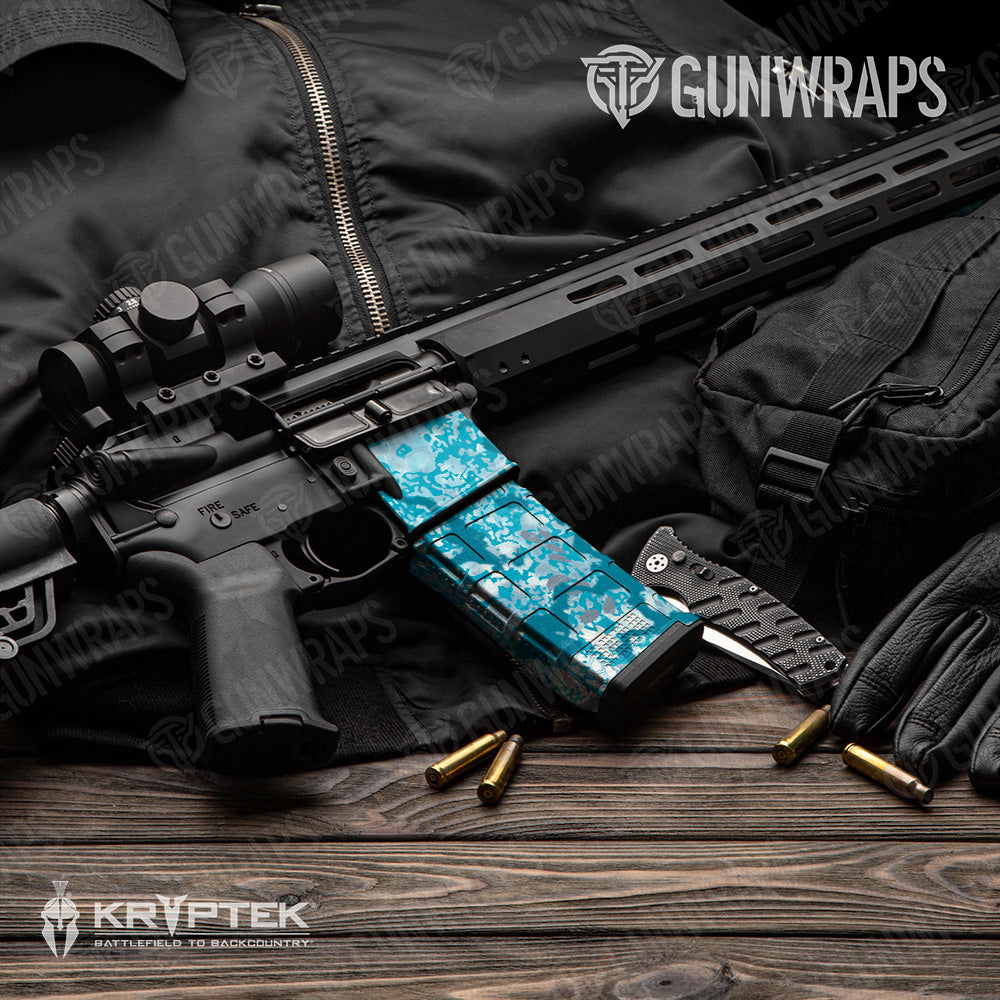 AR 15 Mag & Mag Well Kryptek Obskura Shallows Camo Gun Skin Vinyl Wrap
