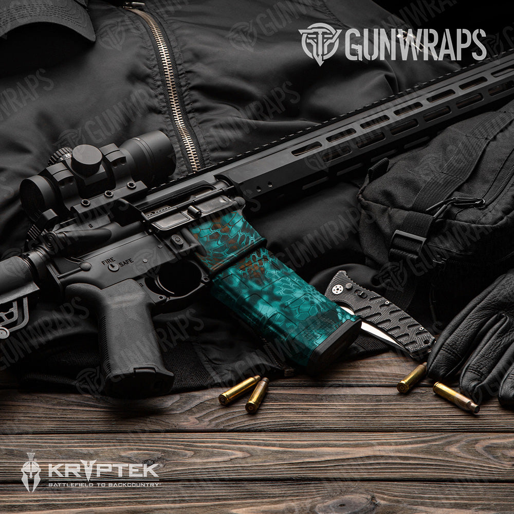 Kryptek Turquoise Camo AR 15 Mag & Mag Well Gun Skin Vinyl Wrap