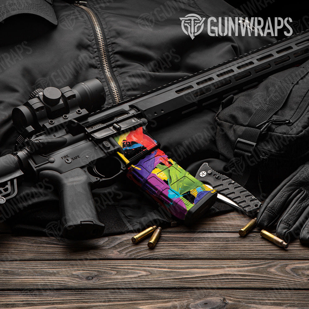 Paint Splatter Black Gun Skin Vinyl Wrap for AR 15 Mag & Mag Well ...