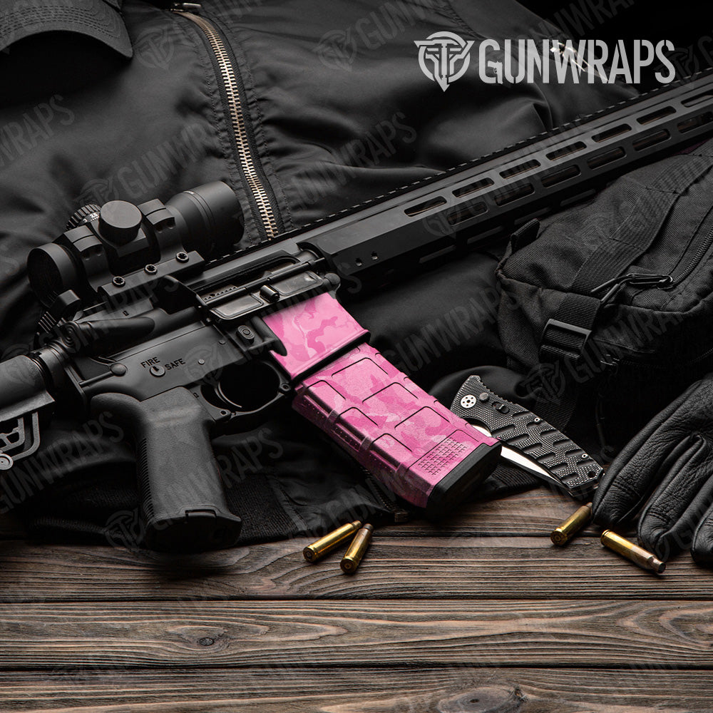 Ragged Elite Pink Camo AR 15 Mag & Mag Well Gun Skin Vinyl Wrap