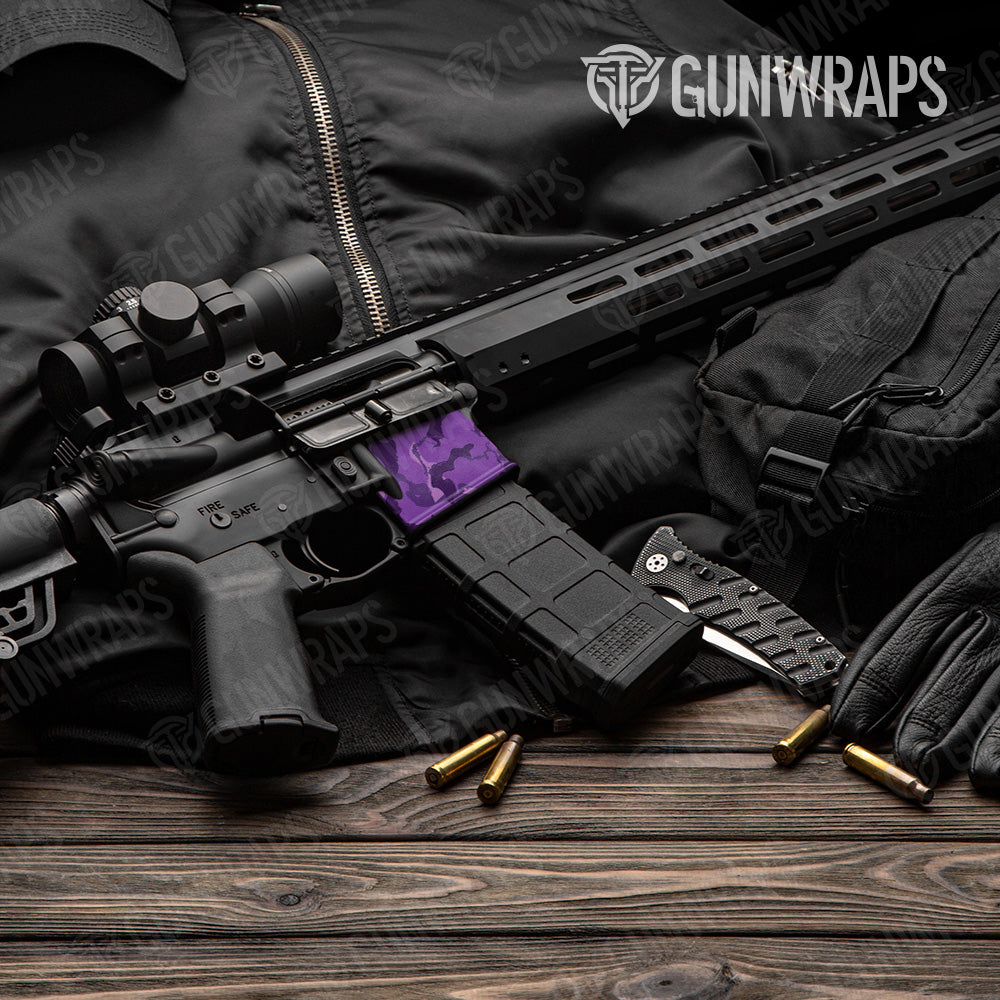 Ragged Elite Purple Camo AR 15 Mag Well Gun Skin Vinyl Wrap