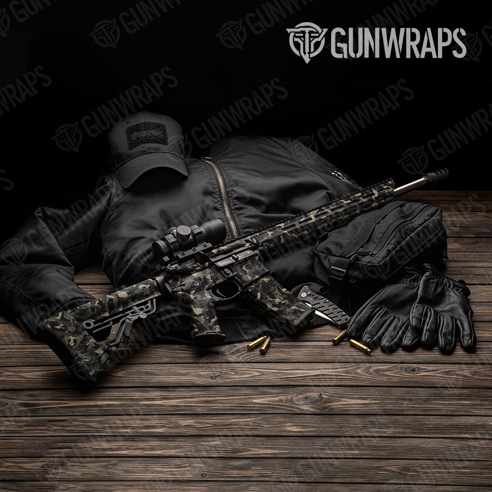 Ragged Militant Charcoal Camo AR 15 Gun Skin Vinyl Wrap