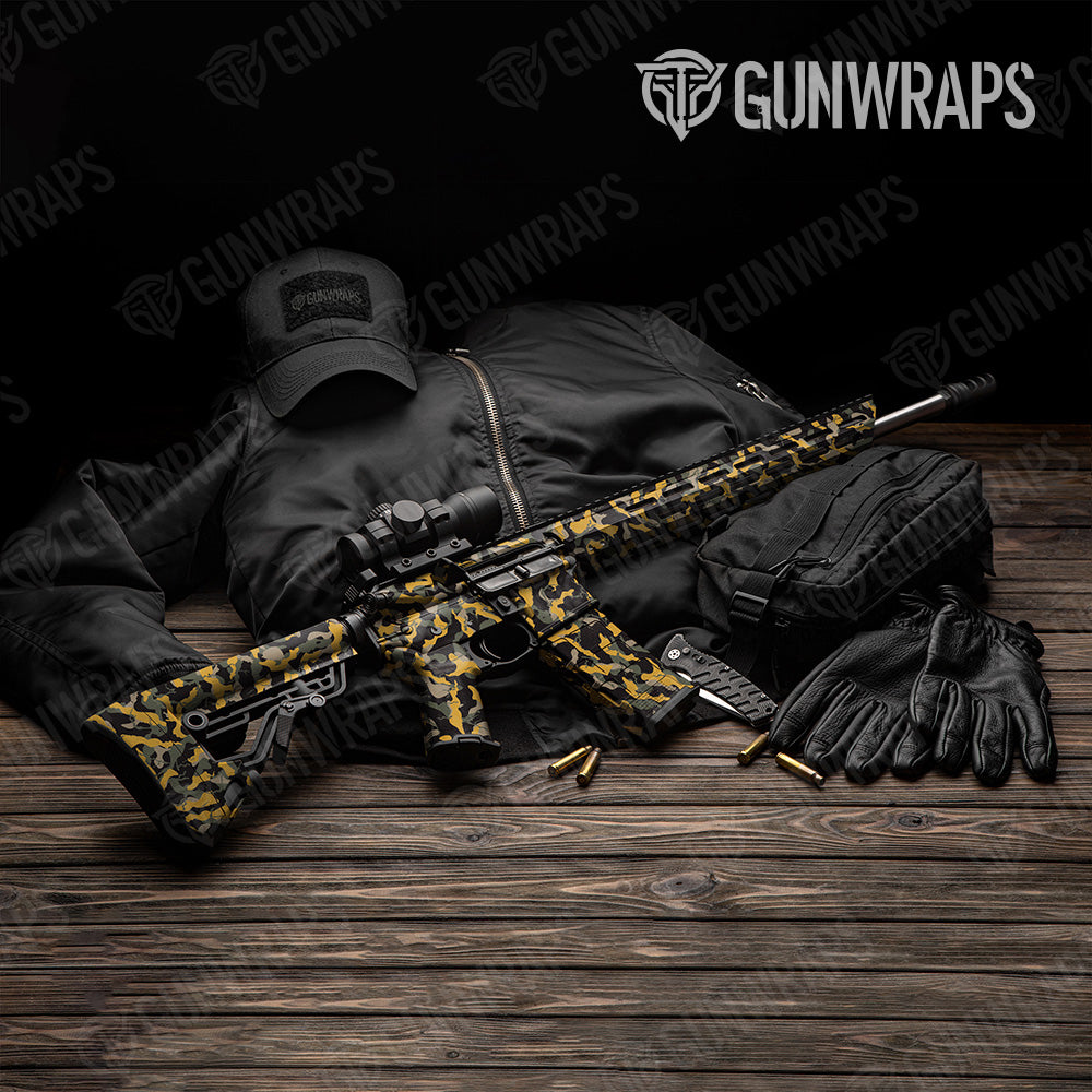 Ragged Militant Yellow Camo AR 15 Gun Skin Vinyl Wrap