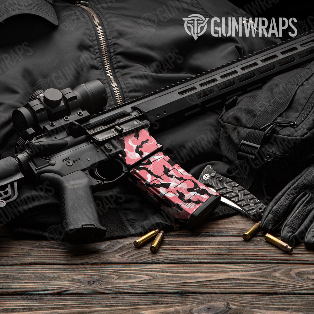 Ragged Pink Camo AR 15 Mag & Mag Well Gun Skin Vinyl Wrap