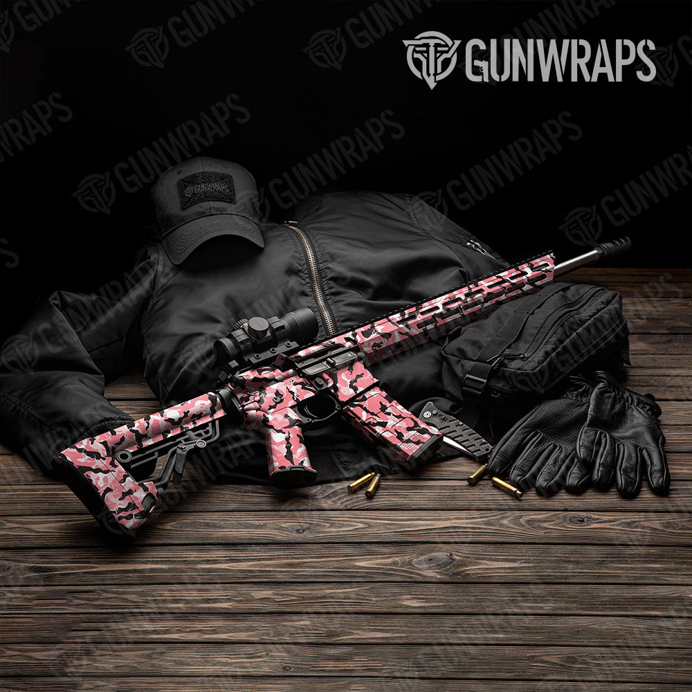 Ragged Pink Camo AR 15 Gun Skin Vinyl Wrap