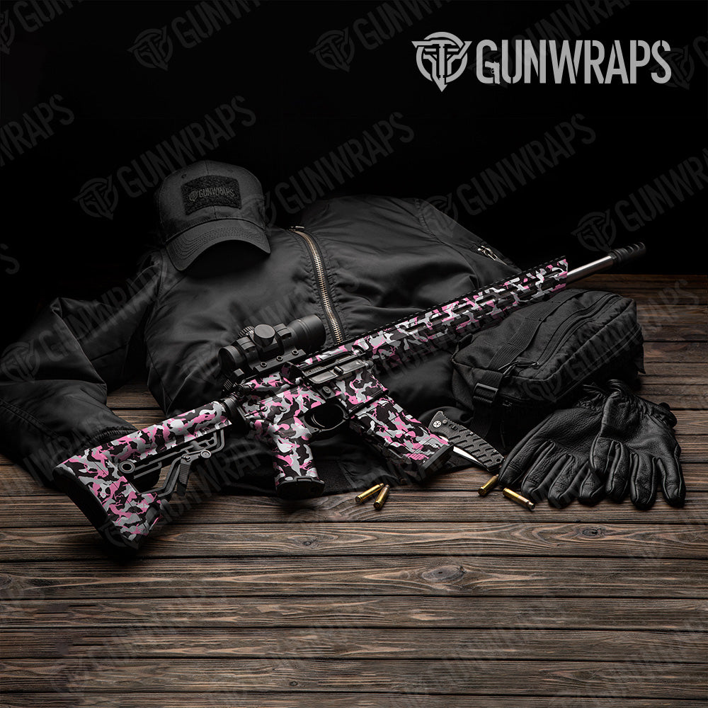 Ragged Pink Tiger Camo AR 15 Gun Skin Vinyl Wrap