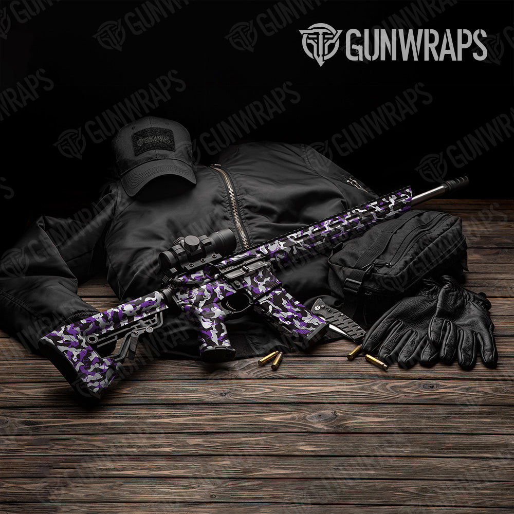 Ragged Purple Tiger Camo AR 15 Gun Skin Vinyl Wrap