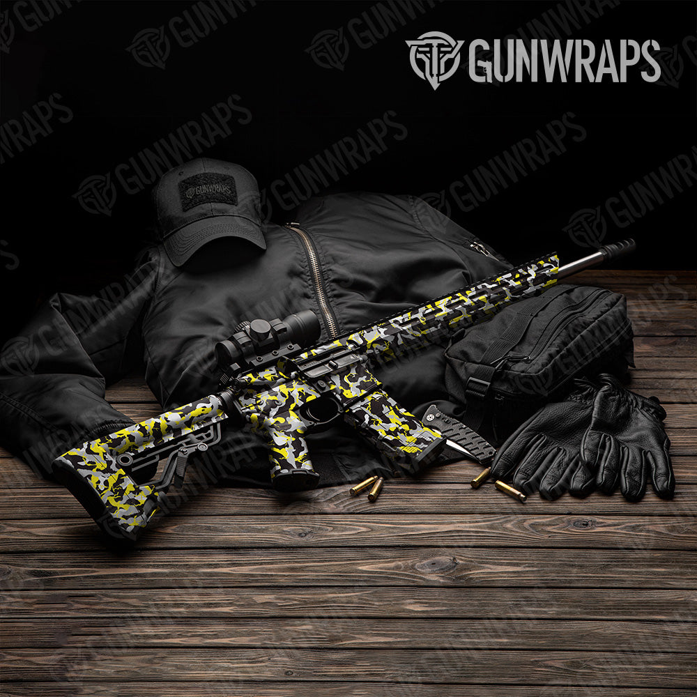 Ragged Yellow Tiger Camo AR 15 Gun Skin Vinyl Wrap