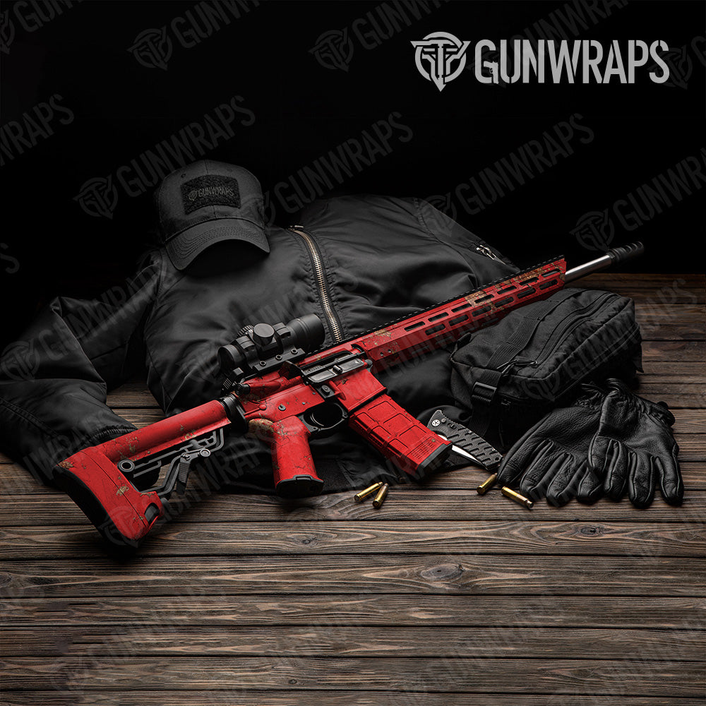 Rust 3D Red AR 15 Gun Skin Vinyl Wrap