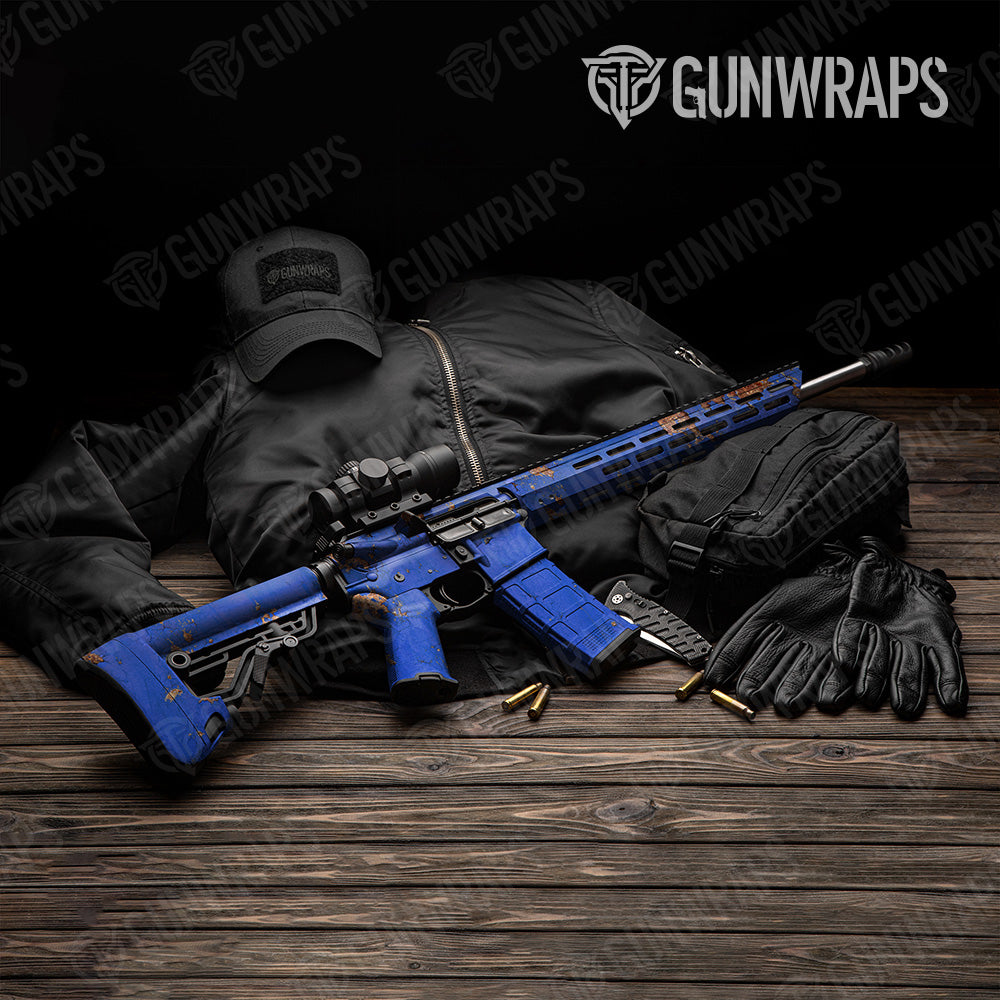 Rust 3D Royal Blue AR 15 Gun Skin Vinyl Wrap