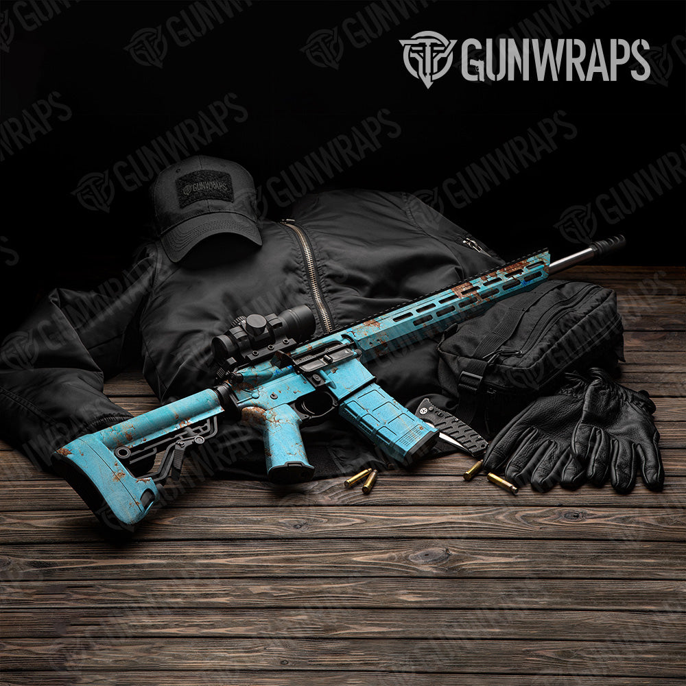 Rust 3D Tiffany Blue AR 15 Gun Skin Vinyl Wrap