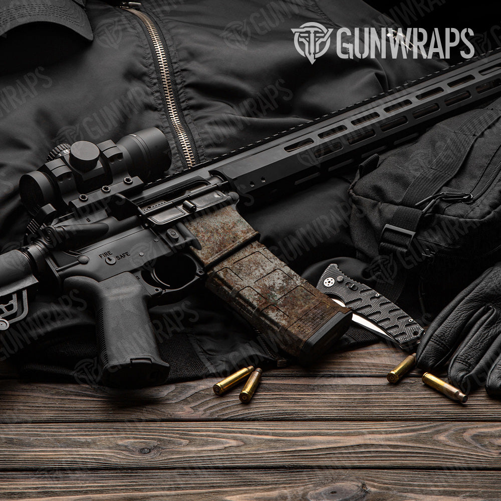 Rust White AR 15 Mag & Mag Well Gun Skin Vinyl Wrap