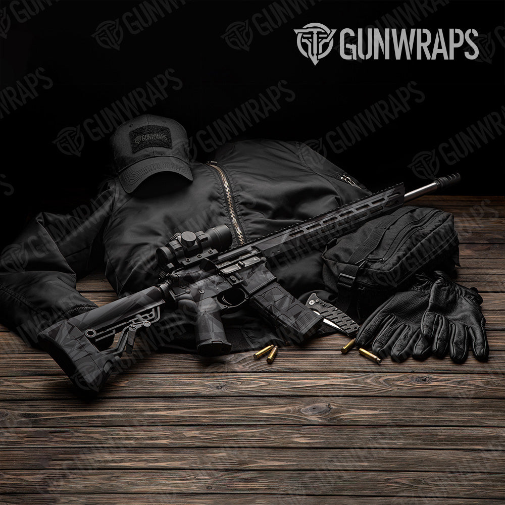 Sharp Elite Black Camo AR 15 Gun Skin Vinyl Wrap