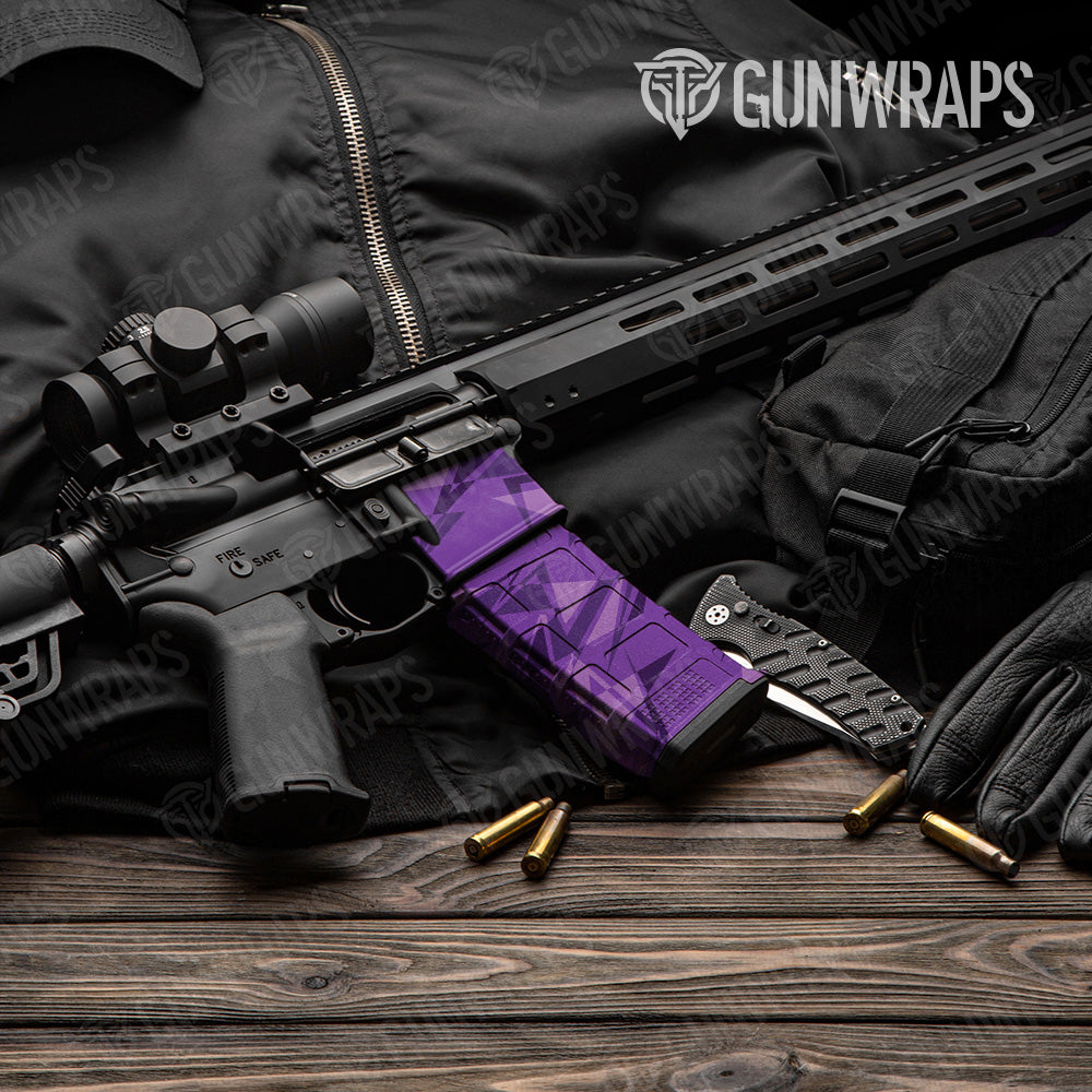 Sharp Elite Purple Camo AR 15 Mag & Mag Well Gun Skin Vinyl Wrap