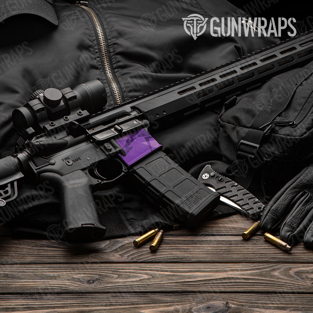 Sharp Elite Purple Camo AR 15 Mag Well Gun Skin Vinyl Wrap
