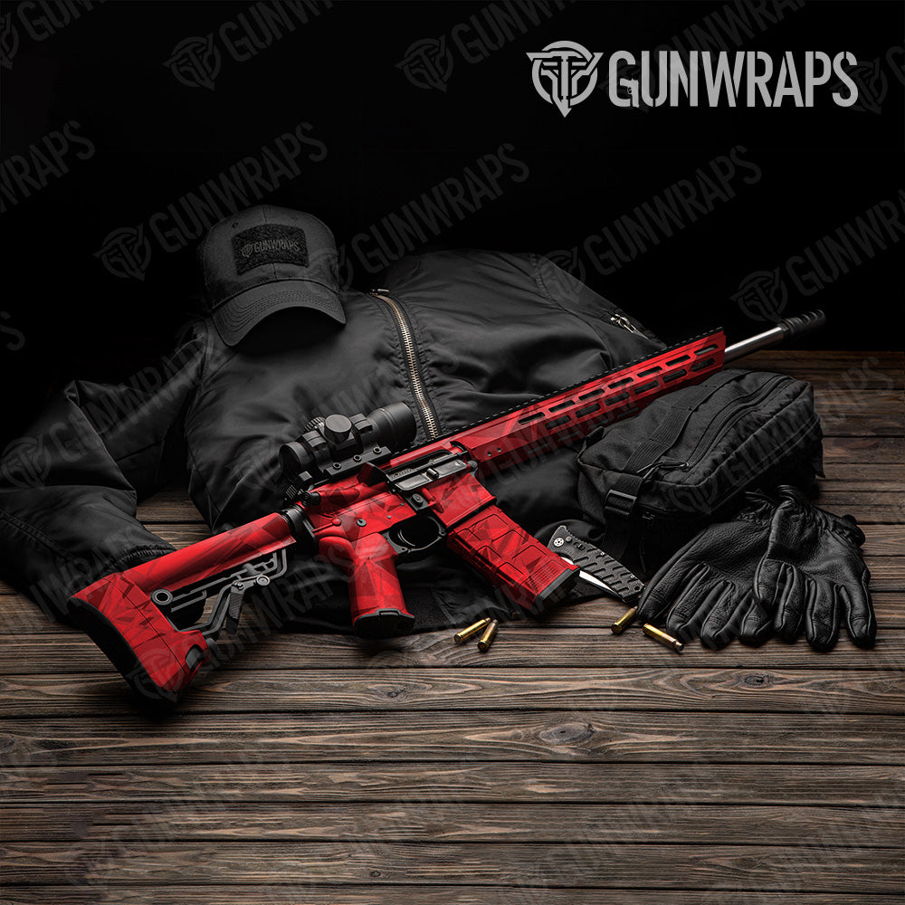 Sharp Elite Red Camo AR 15 Gun Skin Vinyl Wrap