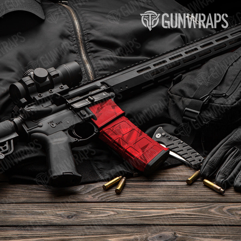 Sharp Elite Red Camo AR 15 Mag & Mag Well Gun Skin Vinyl Wrap