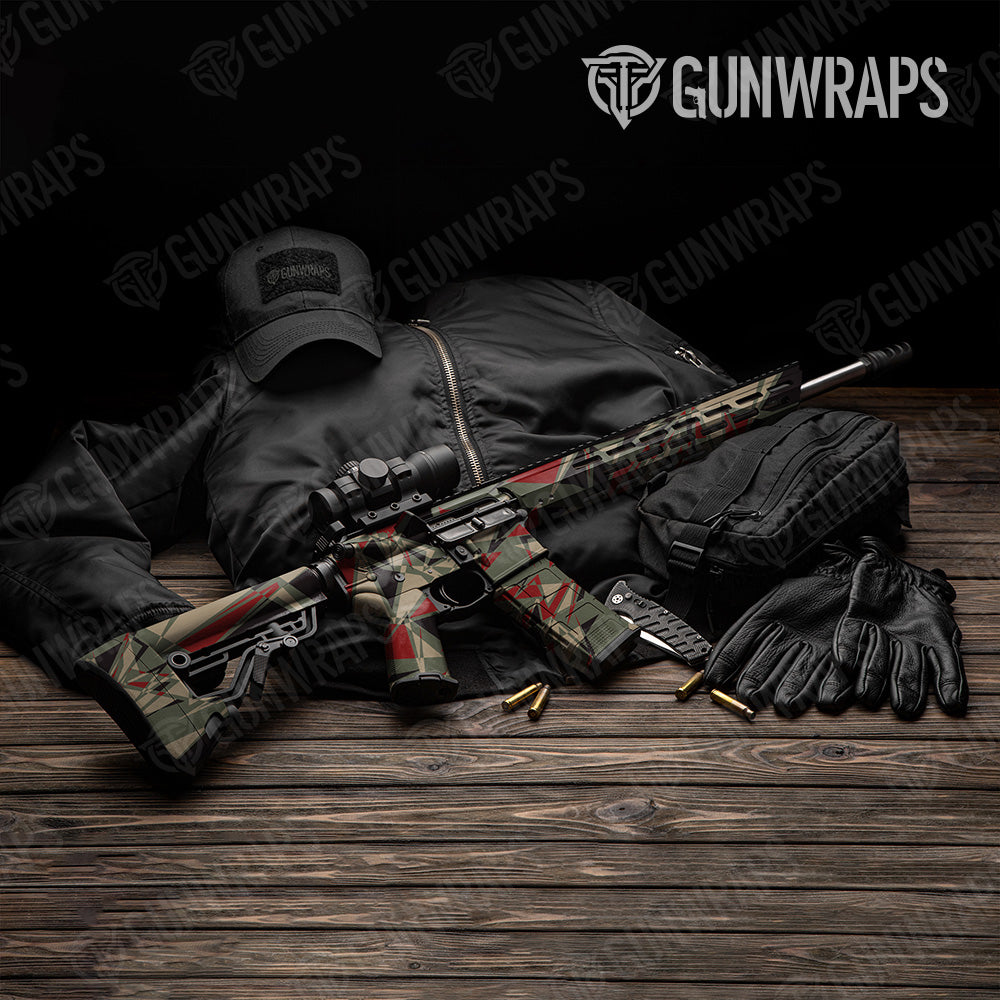 Sharp Militant Red Camo AR 15 Gun Skin Vinyl Wrap