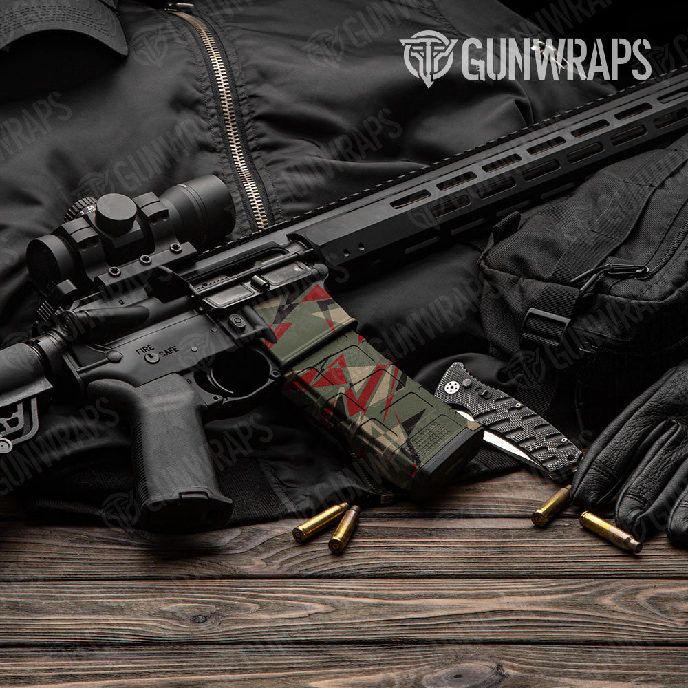 Sharp Militant Red Camo AR 15 Mag & Mag Well Gun Skin Vinyl Wrap