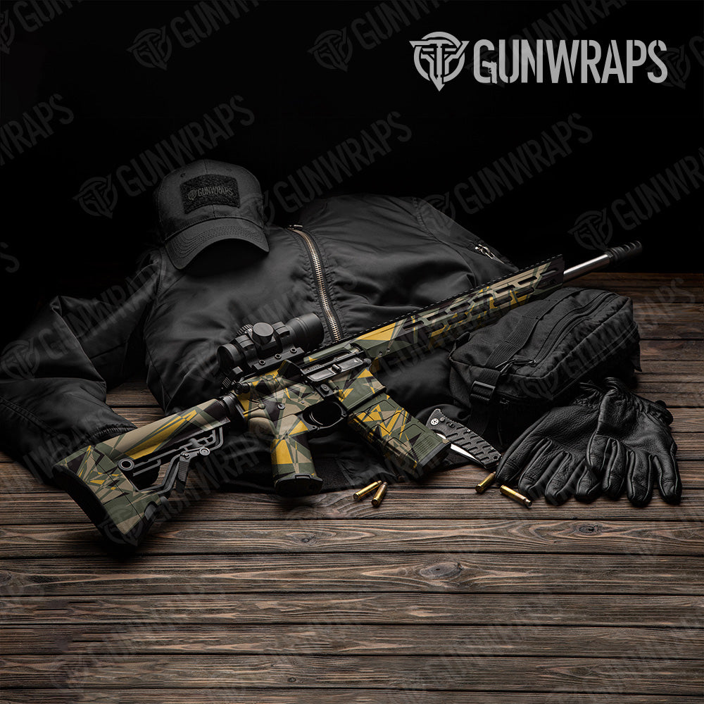 Sharp Militant Yellow Camo AR 15 Gun Skin Vinyl Wrap