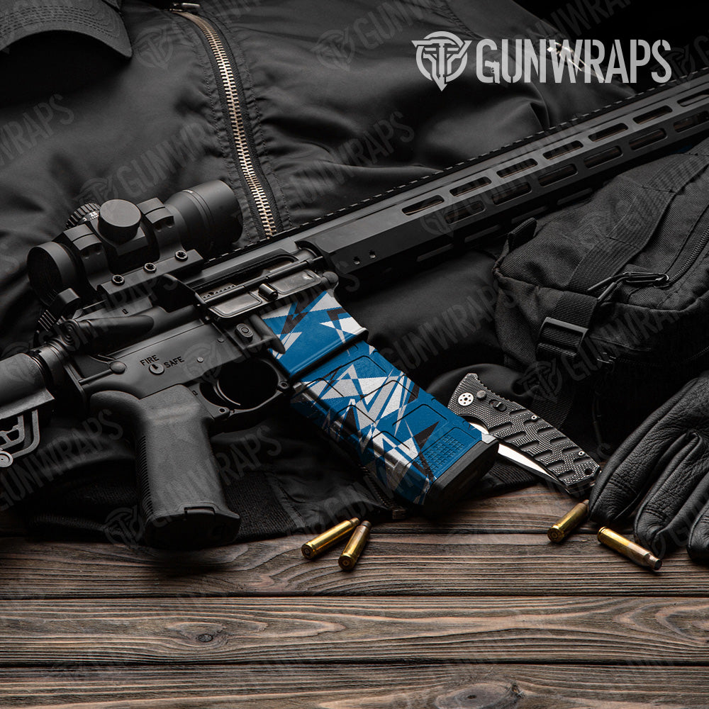 Sharp Blue Tiger Camo AR 15 Mag & Mag Well Gun Skin Vinyl Wrap