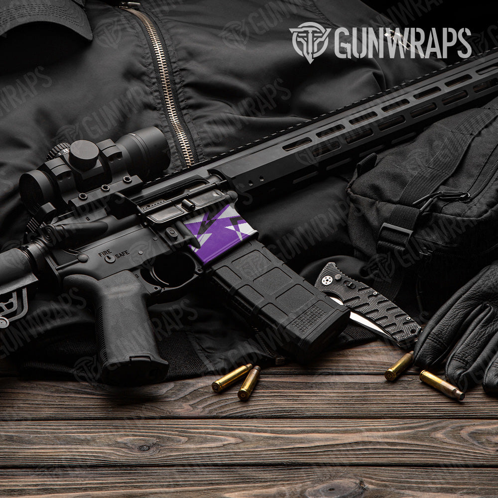 Sharp Purple Tiger Camo AR 15 Mag Well Gun Skin Vinyl Wrap