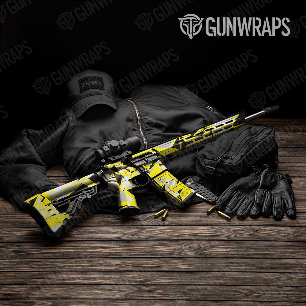Sharp Yellow Tiger Camo AR 15 Gun Skin Vinyl Wrap