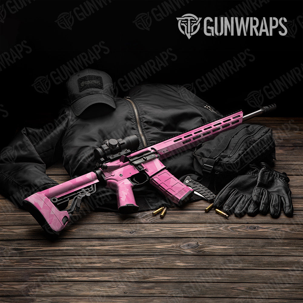 Shattered Elite Pink Camo AR 15 Gun Skin Vinyl Wrap
