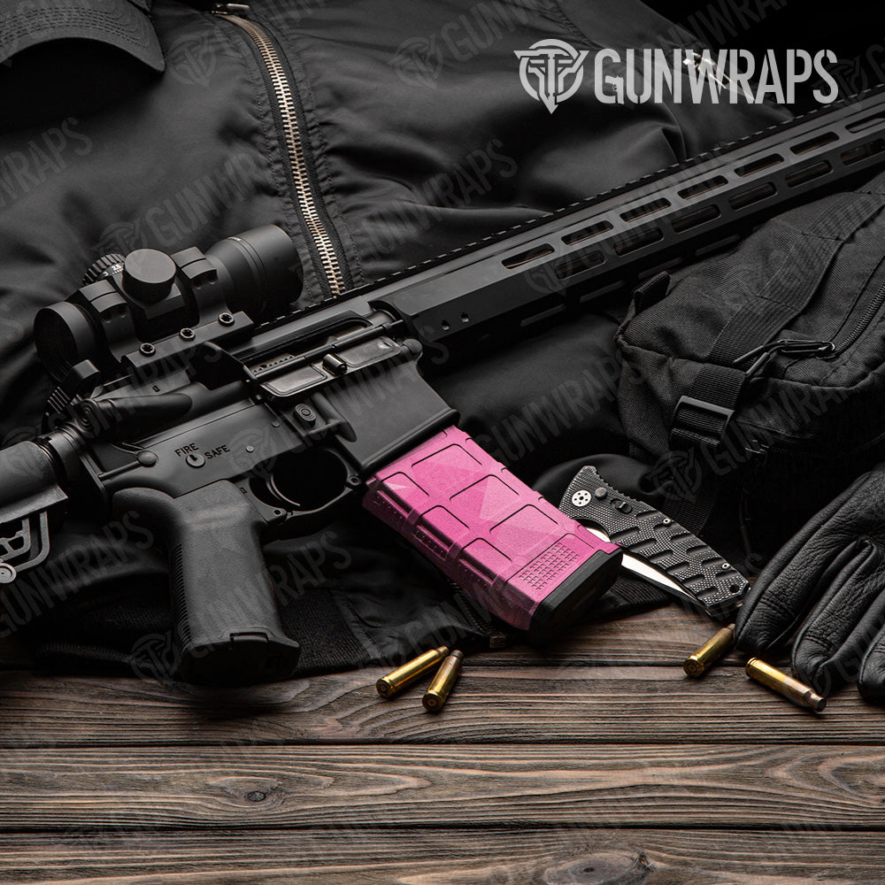 Shattered Elite Pink Camo AR 15 Mag Gun Skin Vinyl Wrap